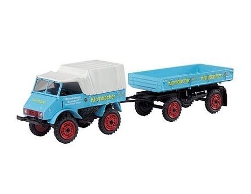 Schuco SH2524 UNIMOG 401 + TRAILER 1:43 Modellino