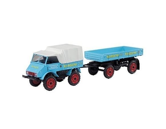 Schuco SH2524 UNIMOG 401 + TRAILER 1:43 Modellino