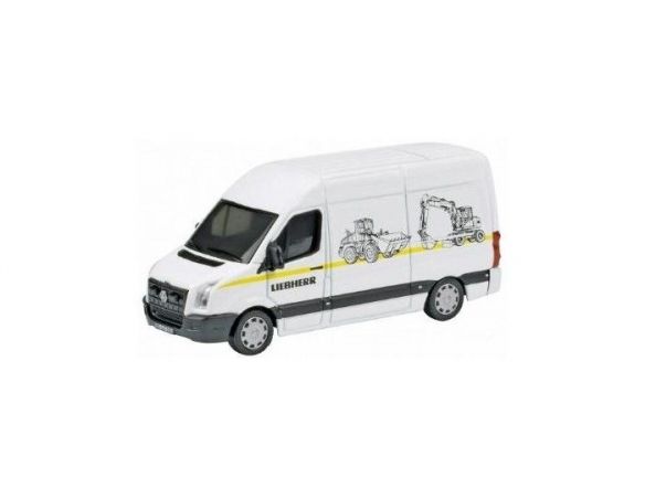 Schuco 25799 VW CRAFTER LIEBHERR 1/87 WHITE STRIP Modellino