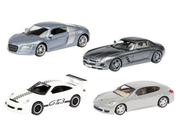 Schuco 25894 SET 2011 CARS (AUDI,MB,PORSCHE) 1/87 Modellino