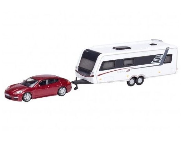 Schuco 25970 PORSCHE PANAMERA + CARAVAN 1/87 Modellino