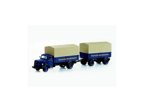 Schuco 3016 MERCEDES BENZ L6600 2 TRAILERS 1/43 Modellino