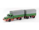 Schuco 3033 KRUPP TITAN GREEN/RED + TRAILER 1/43 Modellino
