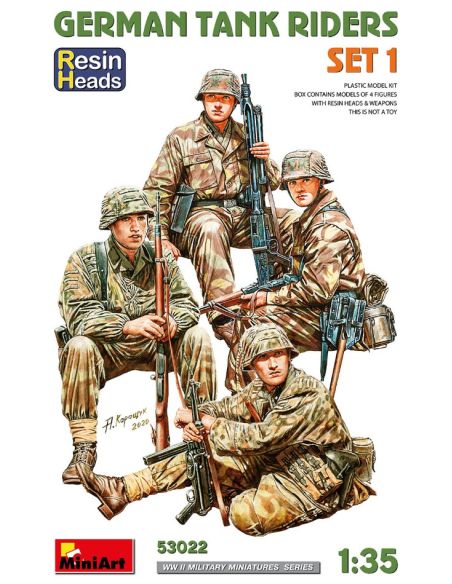 MINIART MIN53022 GERMAN TANK RIDERS SET 1  RESIN HEADS KIT 1:35 Modellino