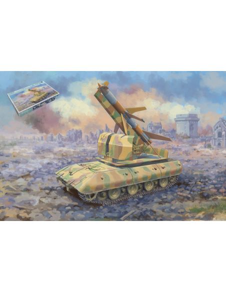 TRUMPETER TP09586 CARRO GERMAN E-100 W/FLAKRAKETE RHEINTOCHER I KIT 1:35 Modellino