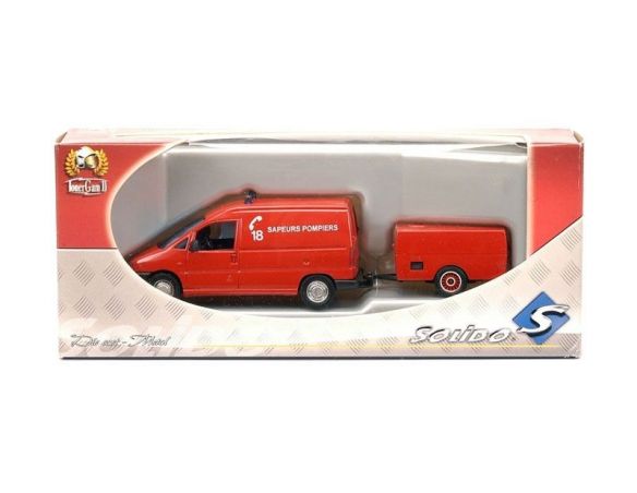 Solido 3150 PEUGEOT EXPERT POMPIERI CON CARRELLO Modellino