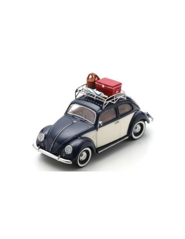 SCHUCO SH450728800 VW BEETLE SUMMER HOLIDAYS WITH ROOF RACK CAMPING DIE CAST 1:43 Modellino