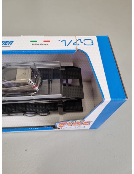 BBURAGO BU31458 MERCEDES ACTROS 2545 MULTICAR CARRIER + VW POLO GTI 2016 GOLD 1:43 1:43 Modellino Box Rovinato