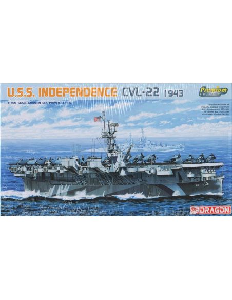 DRAGON D7054 U.S.S. INDEPENDENCE CVL-22 1943 KIT 1:700 Modellino