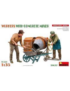 MINIART MIN38077 WORKERS WITH CONCRETE MIXER KIT 1:35...