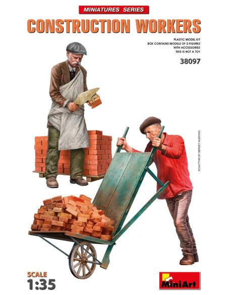MINIART MIN38097 CONSTRUCTION WORKERS WITH ACCESSORIES KIT 1:35 Modellino