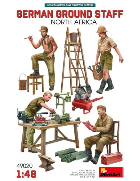 MINIART MIN49020 GERMAN GROUND STAFF W/ACCESSORIES NORTH AFRICA KIT 1:35 Modellino