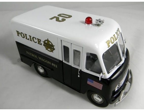 Tin's Manufactured 79202 FORD VAN POLICE BLACH/WHITE + LUCI Modellino