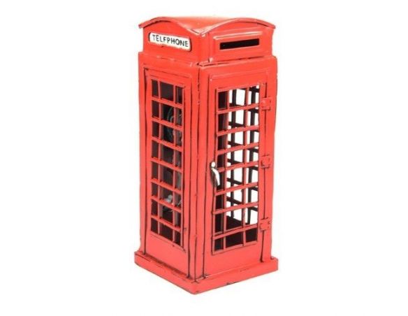 Tinplate 109 RED LONDON TELEPHONE BOOTH'20 SAVING Modellino