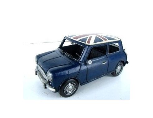 Tinplate 1625 MINI COOPER '60 BLUE+BRITISH FLAG Modellino