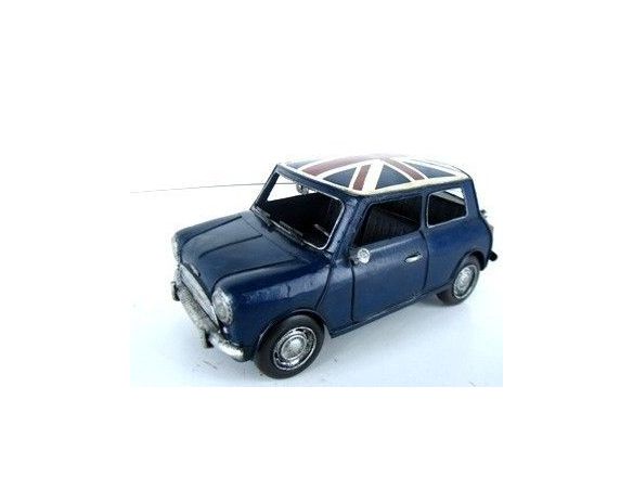 Tinplate 1625 MINI COOPER '60 BLUE+BRITISH FLAG Modellino