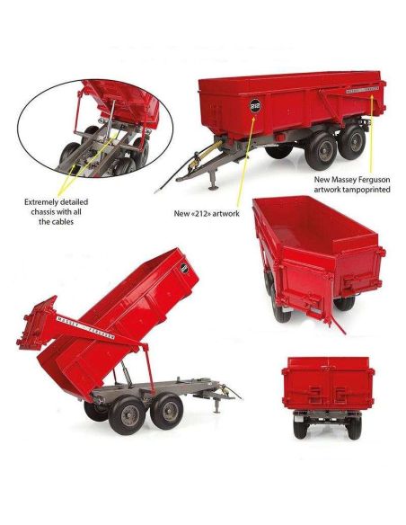UNIVERSAL HOBBIES UH6694 RIMORCHIO MASSEY FERGUSON 212 TRAILER 1:32 Modellino