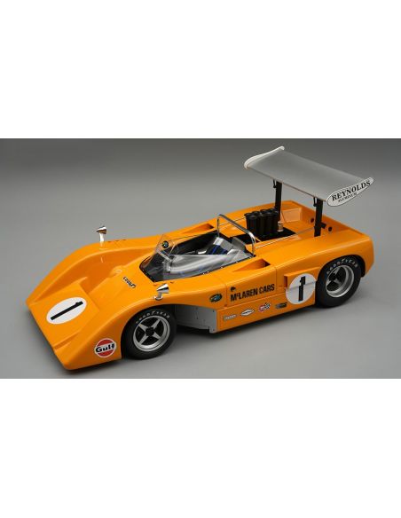 TECNOMODEL TMD18330C MCLAREN M8B CAN AM N.1 3rd MICHIGAN 1969 D.GURNEY 1:18 Modellino