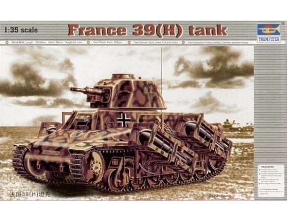 TRUMPETER 00352 FRANCE 39H TANK SA 38 37mm GUN Modellino