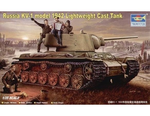 TRUMPETER 00360 RUSSIAN KV-1 MODEL 1942 LIGHTWEIGHT CAST TANK Modellino