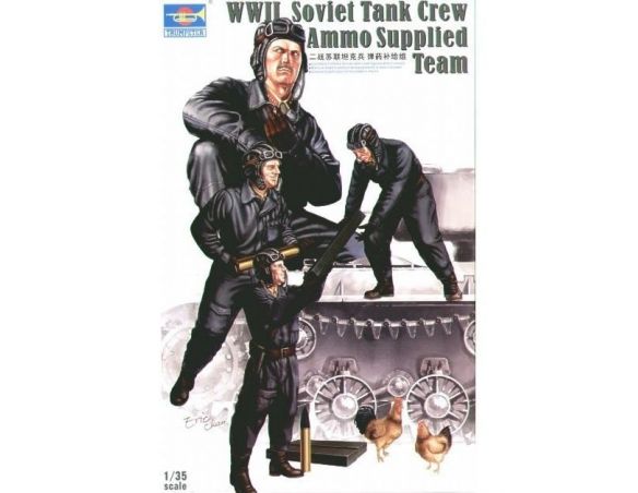 TRUMPETER 00411 WWII SOVIET TANK CREW AMMO SUPPLIED TEAM Modellino