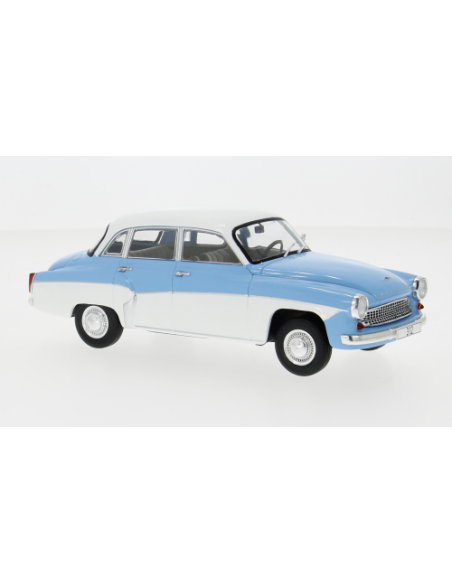 WHITEBOX WB124242 WARTBURG 312 1965 LIGHT BLUE/WHITE 1:24 Modellino