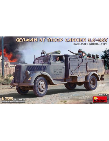 MINIART MIN35453 GERMAN 3t TROOP CARRIER 3,6-36S RADKASTEN-NORMAL TYPE KIT 1:35 Modellino