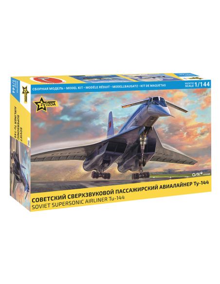 ZVEZDA Z7045 TU-144 SUPERSONIC CIVILIAN AIRCRAFT KIT 1:144 Modellino