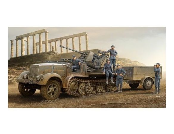 TRUMPETER 01525 GERMAN 3.7 CM FLAK 37 AUF SD.KFZ.7/2 EARLY VERSION Modellino