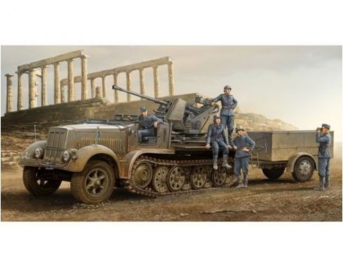 TRUMPETER 01526 GERMAN 3.7cm FLAK 37 AUF SD.KFZ.7/2 LATE VERSION Modellino