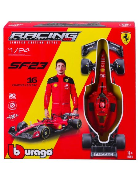 BBURAGO BU26851 FERRARI SF-23 N.16 CHARLES LECLERC F1 2023 WITH HELMET 1:24 Modellino