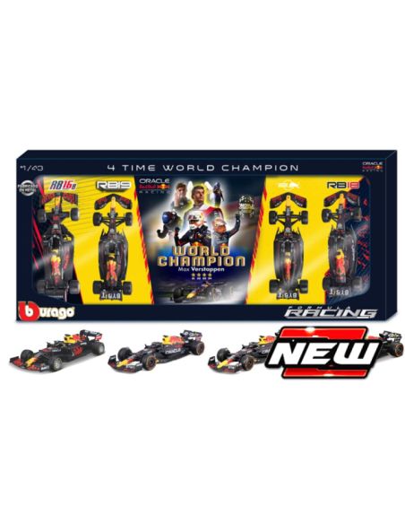 BBURAGO BU38213 RED BULL SET 4 x F1 WORLD CHAMPION M.VERSTAPPEN 2021-2022-2023-2024 1:43 Modellino