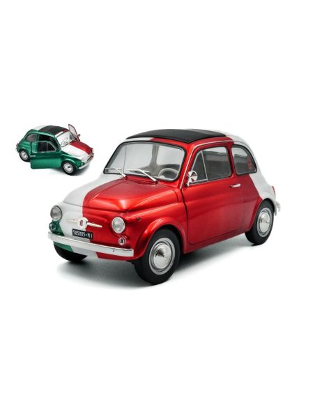 SOLIDO SL1801409 FIAT 500 TRIBUTE ITALIAN LIVERY 1965 RED/GREEN/WHITE 1:18 Modellino