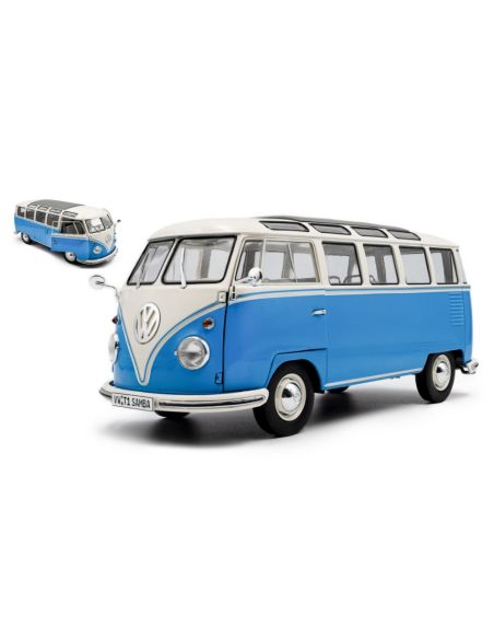 SOLIDO SL1813401 VOLKSWAGEN T1 SAMBA MINIBUS 1962 LIGHT BLUE/WHITE 1:18 Modellino