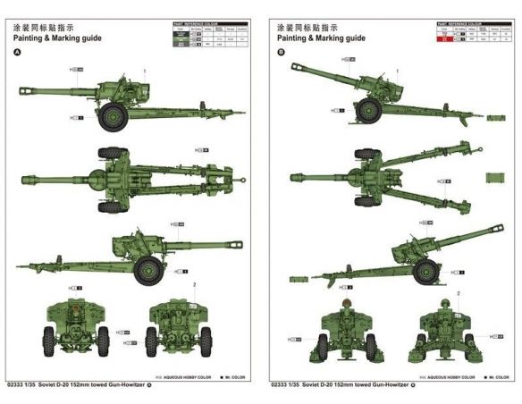 TRUMPETER 02333 SOVIET D-20 152 mm TOWED GUN HOWITZER Modellino