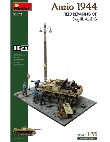 MINIART MIN36072 ANZIO 1944 FIELD REPARING OF STUG III.Ausf.G.Big Set KIT 1:35 Modellino