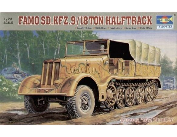TRUMPETER 07203 FAMO SD.KFZ.9/18 TON  HALFTRACK Modellino
