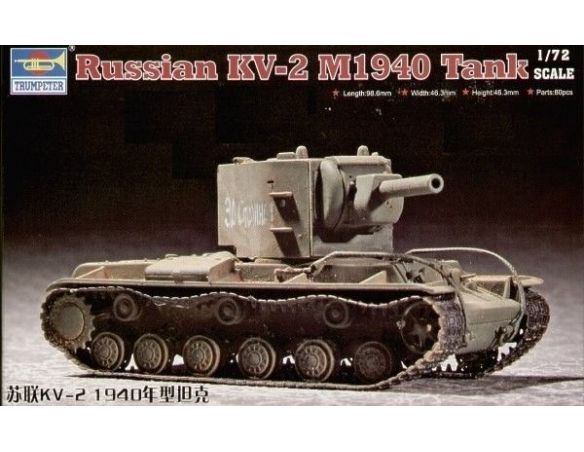 TRUMPETER 07235 SOVIET KV-2 M 1940 TANK Modellino