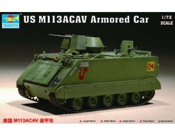 TRUMPETER 07237 U.S. M113 A CAV ARMORED CAR Modellino