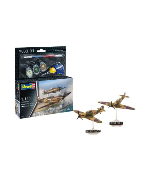 REVELL RV63771 MODEL SET SPITFIRE Mk.Ia & HURRICANE Mk.I KIT 1:144 Modellino