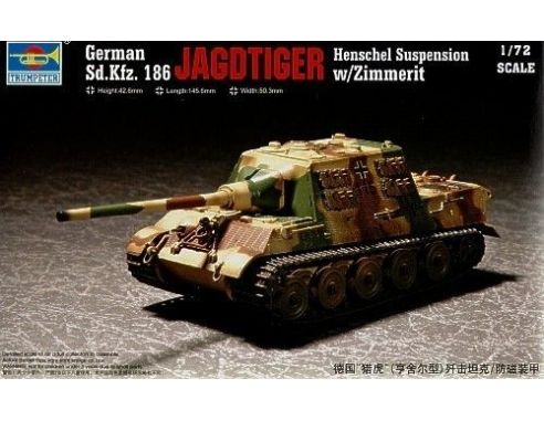 TRUMPETER 07293 GERMAN SD.KFZ.186 JAGDTIGER WITH ZIMMERIT Modellino