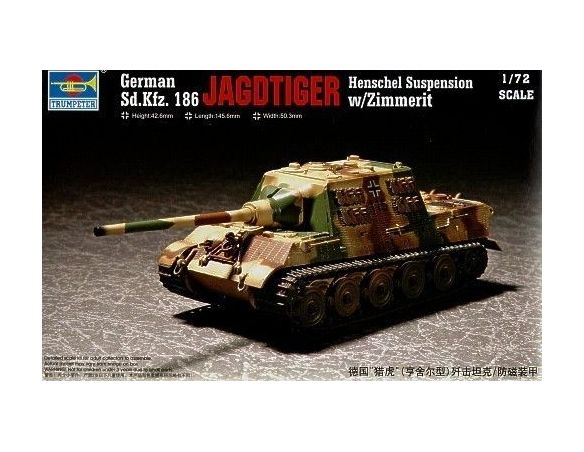 TRUMPETER 07293 GERMAN SD.KFZ.186 JAGDTIGER WITH ZIMMERIT Modellino