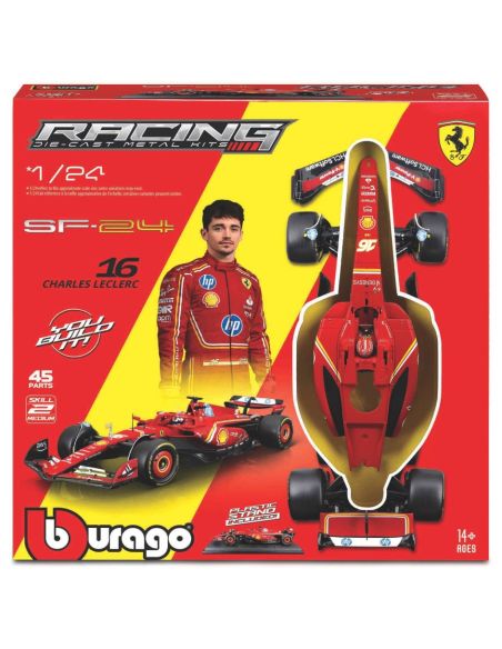 BBURAGO BU26856 FERRARI SF-24 N.16 CHARLES LECLERC F1 2024 WITH HELMET KIT 1:24 Modellino