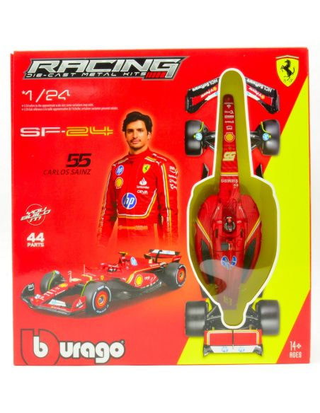 BBURAGO BU26857 FERRARI SF-24 N.55 CARLOS SAINZ F1 2024 WITH HELMET KIT 1:24 Modellino