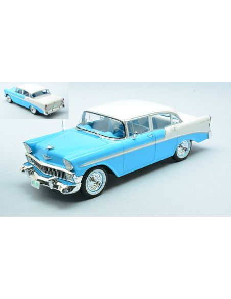 WHITEBOX WB124248 CHEVROLET BEL AIR 4-DOOR HARD TOP 1956 LIGHT BLUE 1:24 Modellino