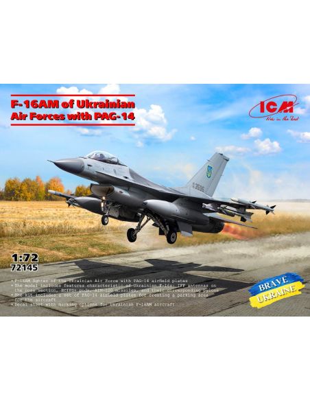 ICM ICM72145 F-16 AM OF UKRAINIAN AIR FORCES WITH PAG-14 KIT 1:72 Modellino