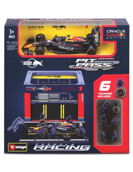 BBURAGO BU38453V PIT STOP SET RED BULL RB19 N.1 MAX VERSTAPPEN 2023 1:43 Modellino