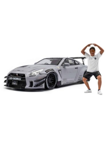 SOLIDO SL1805821 NISSAN GT-R (R35)  LIBERTY WALK COUPE W/A.D.FIGURE 2018 GREY 1:18 Modellino
