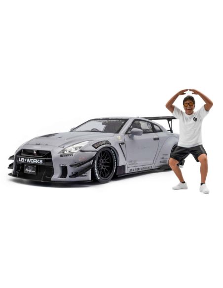 SOLIDO SL1805821 NISSAN GT-R (R35)  LIBERTY WALK COUPE W/A.D.FIGURE 2018 GREY 1:18 Modellino