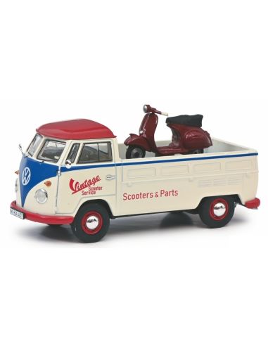 SCHUCO SH450358400 VOLKSWAGEN T1b SERVICE SCOOTER W/VESPA 1:43 Modellino